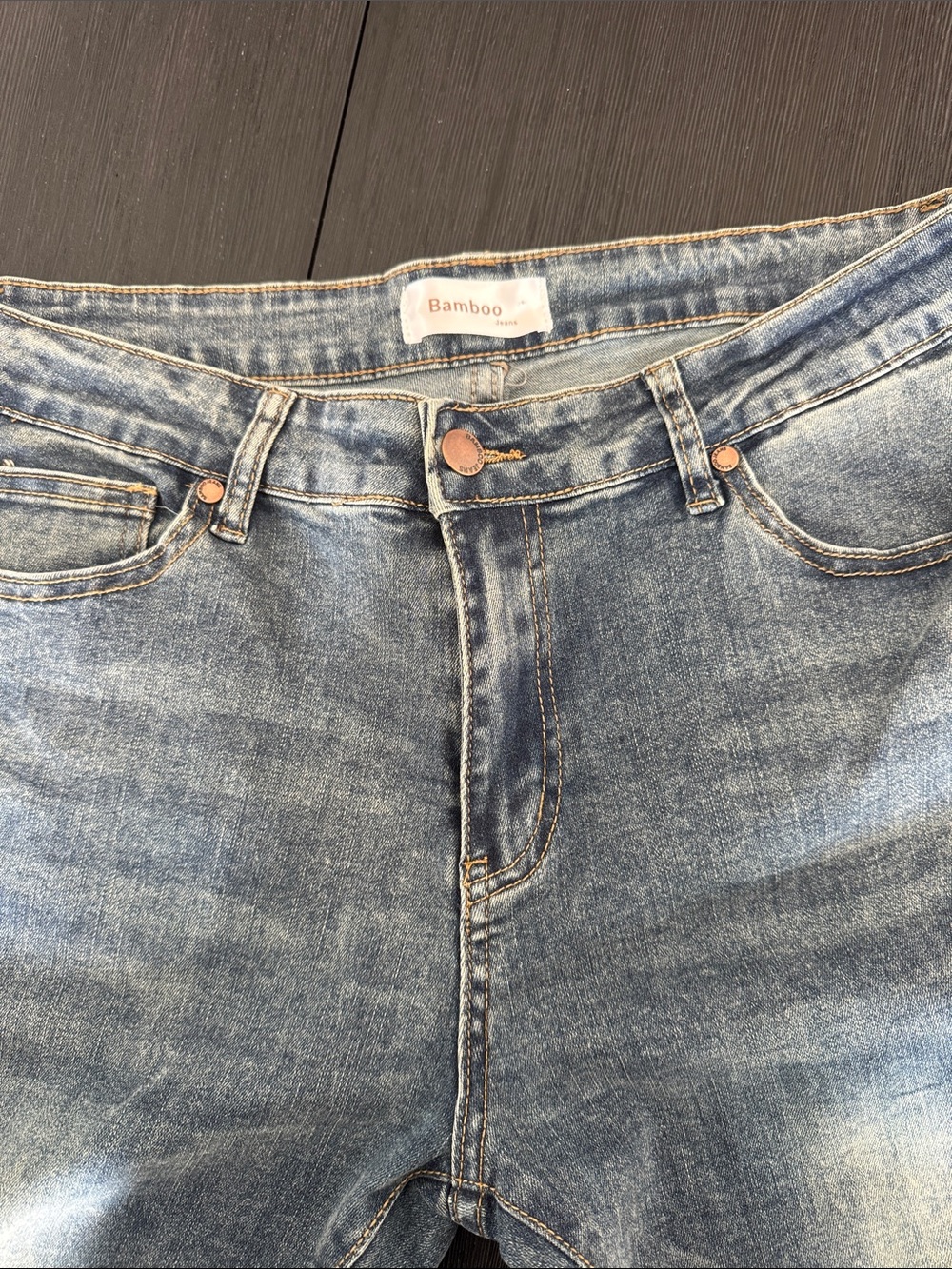 Bamboo Jeans High Rise Wide Leg Jeans Size 13 Medium Wash Stretch Denim Y2K - Picture 3 of 12